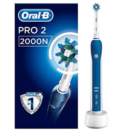 Oral-B Pro 2 2000 Spazzolino Elettrico Ricaricabile, 1 Spazzolino con Sensore di Pressione dello Spazzolamento Visibile, 1 Testi