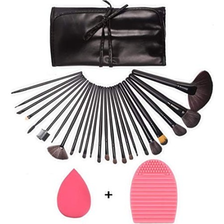 GUSODOR 24PCs Trucco Pennelli Kit | Cosmetici Spazzola Maniglia Legno Set Professionale - Spazzole Per Ombretto Polvere, Crema, 