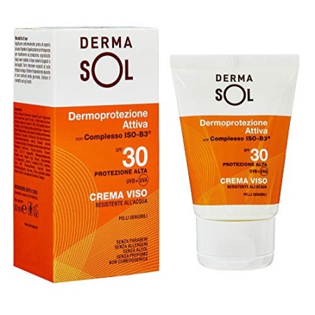 Dermasol Crema Solare Viso Protezione Alta, SPF 30 con Estratti di Fiori d'Arancio - 50 ML