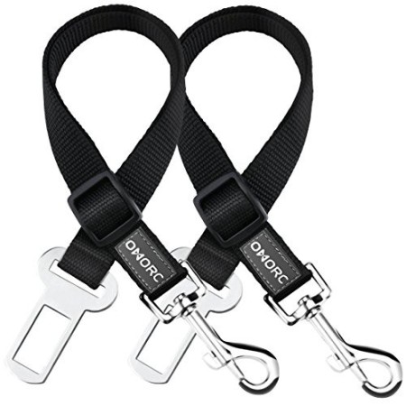 Omorc - Guinzaglio di sicurezza regolabile per cani, per auto, in nylon robusto, lunghezza di 49-71 cm
