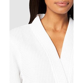 Marchio Amazon - Iris & Lilly Accappatoio in Spugna Donna, Bianco (White), L, Label: L