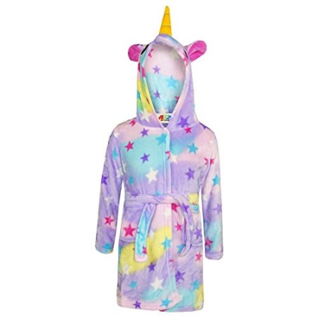 A2Z 4 Kids® Ragazze Ragazzi Accappatoio Bambini Novità 3D Animale - Bathrobe Unicorn Stars Print 11-12