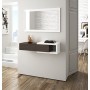 Habitdesign 0E6743BO – Mobili da Ingresso con cassetto e Specchio, mobili d'ingresso Modello Noon, Rifinito in Bianco Brillant
