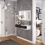 Habitdesign 0E6743BO – Mobili da Ingresso con cassetto e Specchio, mobili d'ingresso Modello Noon, Rifinito in Bianco Brillant