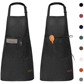 Viedouce 2 Pezzi Grembiule da Cucina Chef,Grembiule da Ristorante BBQ Bar Chef Cucina,Regolabile Grembiuli con Tasche Chef di Cu