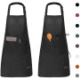 Viedouce 2 Pezzi Grembiule da Cucina Chef,Grembiule da Ristorante BBQ Bar Chef Cucina,Regolabile Grembiuli con Tasche Chef di Cu
