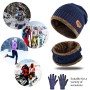 UMIPUBO, set invernale con berretto, sciarpa, guanti per touch screen, per uomo e donna, morbido ed elasticizzato, cappello, sci