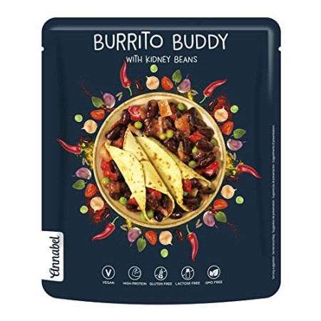 Annabel - Burrito Buddy, condimento per taco, tortillas e burrito, pasto pronto vegano messicano naturale al 100% - 5 x 500 g