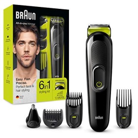 Braun Regolabarba Uomo 6 in 1 Tutto in 1 MGK3021 Rifinitore, Rasoio Elettrico Barba, Tagliacapelli, Rifinitore Naso e Orecchie c