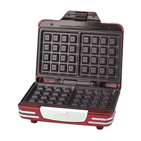 Ariete 187 Waffle Maker - Piastra elettrica antiaderente per waffle, 700W, Riponibile in verticale, Rosso