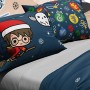 Warner Brother Harry Potter Christmas Charm & Cheer Blue Easy Care Reversibile Copripiumino con Federa con Licenza Ufficiale –