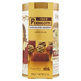 Pernigotti, Confezione Regalo Latta Vintage con Praline Gianduiotti, Cremini e Gemme, al Cioccolato Gianduia Classico, Senza Oli
