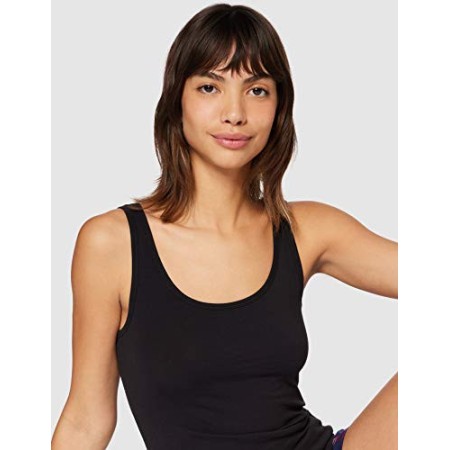 Iris & Lilly Canotta in Cotone Donna, Pacco da 2, 2 x Nero, Medium