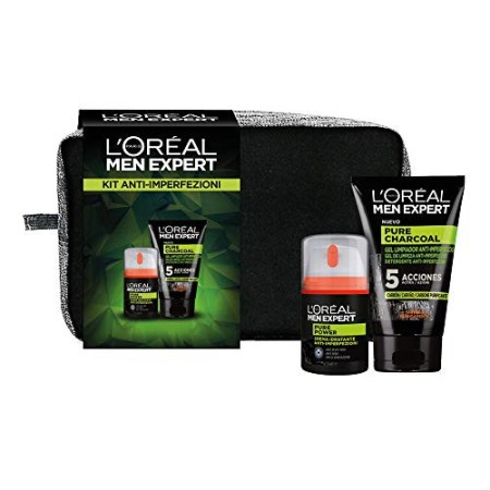 L'ORÉAL Paris Men Expert, Pochette Anti-Imperfezioni con Gel Detergente Viso e Crema idrantante, Specifico per Pelli a Tendenza