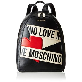 Love Moschino Precollezione FW20, Zaino da Donna in Pelle Sintetica PU con Logo Printed Scroll, Borsa, Nero, Normale