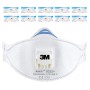 3M 9322 Aura - Mascherina con valvola respiratoria, piatta, pieghevole, confezione da 10