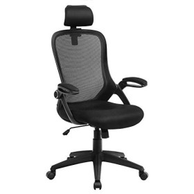 SONGMICS Sedia da Ufficio, Sedia Schienale Alto ergonomico, Poltrona Girevole, Sedie da scrivania, Braccioli Pieghevoli e Poggia