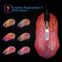 VersionTech - Mouse da gaming ergonomico con cavo USB da 2400 DPI e retroilluminazione a LED, per ufficio, libreria, sala e-spor