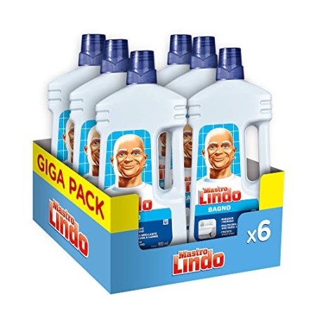 Mastro Lindo Detersivo Bagno Superfici Delicate, Maxi Formato 6 Pezzi da 950 ml, 5.7 L