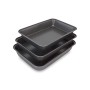 Space Home - Set di 3 Teglie da Forno con Doppio Rivestimento Antiaderente - Lasagnera - Rostiera Rettangolare in Acciaio al Car