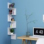HOMFA Mensola da Muro ad angolo 5 Ripiani Scaffale Libri CD salvaspazio Mobile a parete Legno per camera soggiorno studio Bianco