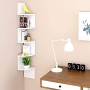 HOMFA Mensola da Muro ad angolo 5 Ripiani Scaffale Libri CD salvaspazio Mobile a parete Legno per camera soggiorno studio Bianco