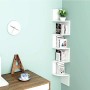 HOMFA Mensola da Muro ad angolo 5 Ripiani Scaffale Libri CD salvaspazio Mobile a parete Legno per camera soggiorno studio Bianco