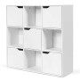 Goplus Mensola Libreria, Armadietto Libreria in Legno con 9 Cubi e 5 Ante, Mobile Scaffale Porta Libri CD per Soggiorno Camera d