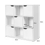 Goplus Mensola Libreria, Armadietto Libreria in Legno con 9 Cubi e 5 Ante, Mobile Scaffale Porta Libri CD per Soggiorno Camera d
