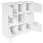 Goplus Mensola Libreria, Armadietto Libreria in Legno con 9 Cubi e 5 Ante, Mobile Scaffale Porta Libri CD per Soggiorno Camera d