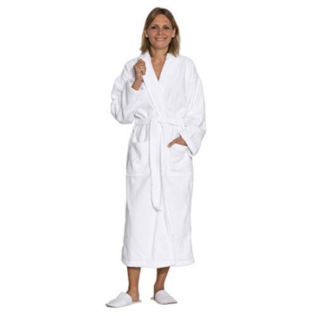 ZOLLNER Accappatoio Unisex Bianco con Collo a Scialle, XL, Cotone, Altre Misure