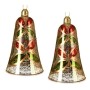 KAE - Set di 2 Palline per Albero di Natale, a Forma di Campana, Design Tradizionale, in Vetro al Mercurio, Colore: Rosso, Verde