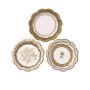 Pacchetto di 12 Piatti da festa in porcellana d'oro vintage | 3 Disegni Unico, Glamour, Elegante, Usa e getta | Per matrimoni, A