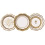 Pacchetto di 12 Piatti da festa in porcellana d'oro vintage | 3 Disegni Unico, Glamour, Elegante, Usa e getta | Per matrimoni, A