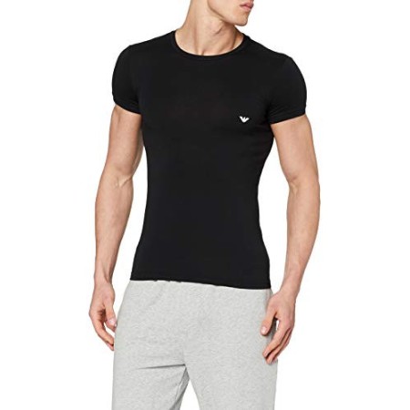 Emporio Armani 111035CC729, T-shirt Uomo cotone elasticizzato, Nero (Nero 00020), Large