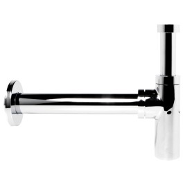 Sifone Tubo di Scarico in Ottone Cromato Tondo per Lavabo Lavandino Bagno da 1.1/4” *** CONFEZIONE 1 pz.