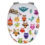 OGOMONDO Sedile Copri WC Universale Frizionato Fantasia MDF Chiusura Rallentata *** CONFEZIONE 1 pz., Fantasia Color Owl