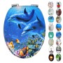 OGOMONDO Sedile Copri WC Universale Frizionato Fantasia MDF Chiusura Rallentata *** CONFEZIONE 1 pz., Fantasia Butterfly