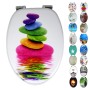 OGOMONDO Sedile Copri WC Universale Frizionato Fantasia MDF Chiusura Rallentata *** CONFEZIONE 1 pz., Fantasia Palms Beach
