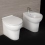 Ogomondo Sanitari Ceramica Dark A Pavimento Vaso WC + Bidet + Sedile  *** CONFEZIONE 1 pz., Accessori Senza curva di scarico
