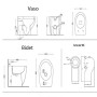 Ogomondo Sanitari Ceramica Dark A Pavimento Vaso WC + Bidet + Sedile  *** CONFEZIONE 1 pz., Accessori Senza curva di scarico