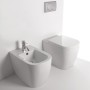 Sanitari in Ceramica A Pavimento Filo Parete Vaso WC + Bidet + Sedile Made in Italy *** CONFEZIONE 1 pz., Accessori Con Sedile S