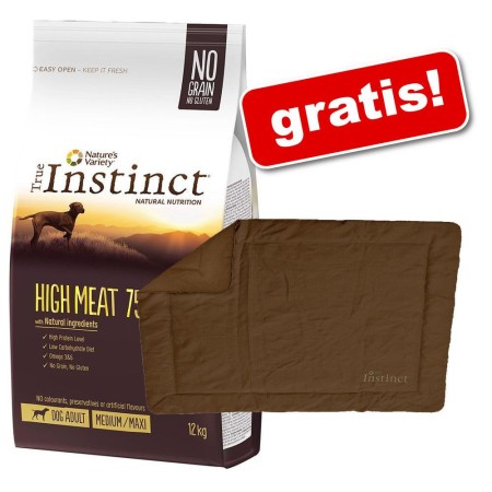 True Instinct Dog + Letto True Instinct gratis! - 12 kg No Grain Medium-Junior Salmone