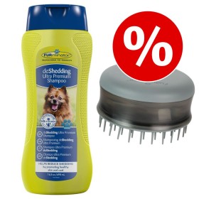 Set FURminator: deshedding Shampoo + Bathing Brush - 490 ml Shampoo + Spazzola