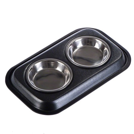 Supporto con doppia ciotola in acciaio inox - 2 x 200 ml, Ø 13 cm