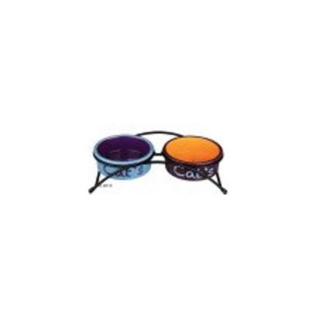 Doppia ciotola per gatti con supporto Trixie Eat on Feet - 2 x 300 ml, Ø 12 cm