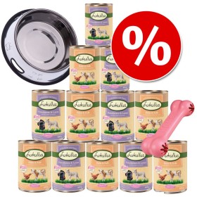 Welcome Kit Puppy & Junior Lukullus - Ciotola + Kong + 12 x 800 g Pollo & Vitello