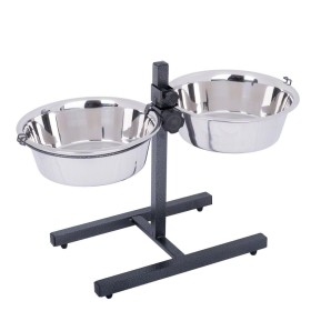 Supporto con 2 ciotole in acciaio - 2 x 1,6 l, Ø 21 cm, max H38 cm