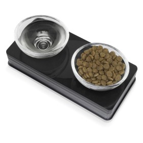 Ciotola Catit Design Glass Diner - nero - 2 x 200 ml, Ø 12 cm