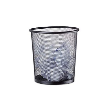 "Relaxdays 10022505_46 Cestino Gettacarte in Metallo Rete Pattumiera Carta Portarifiuti da Tavolo Ø 23 cm alto 24 cm Nero "